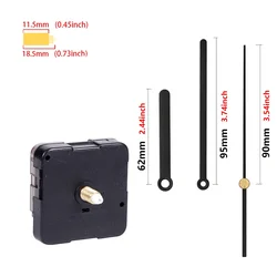 Silent Quartz Movement Clock Mechanism with Hands Set for DIY Repair and Crafting (E - 18.5)