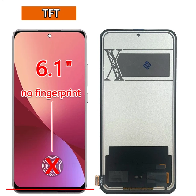 Display LCD per Xiaomi 12 / 12x Nero (amoled) (o/s) - OEM Service Pack - Compatibile OEM