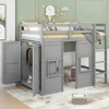 Twin Size Loft Bed with Wardrobe Storage & 2 Windows Solid Wood Frame Guardrail Modern Design High Load Capacity Easy Assembly 1