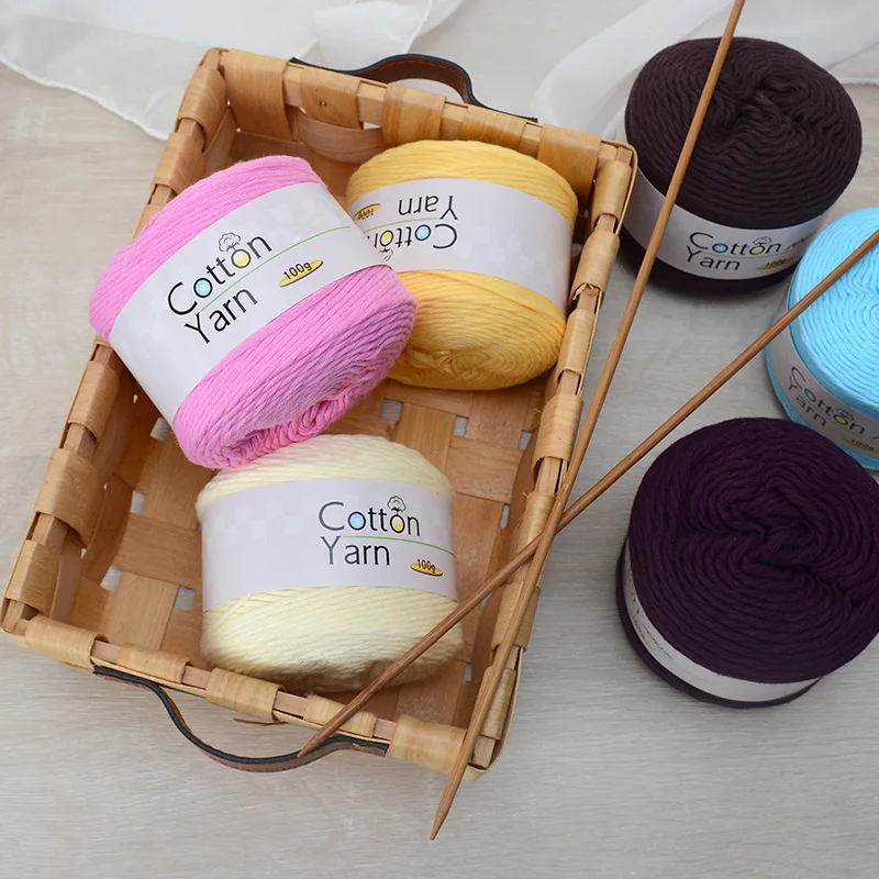 1Pc 100g 100% Cotton hand knitting yarn soft Crochet Yarn knit threads For Sweater Scarf blanket hat crocheting line amigurumi 2
