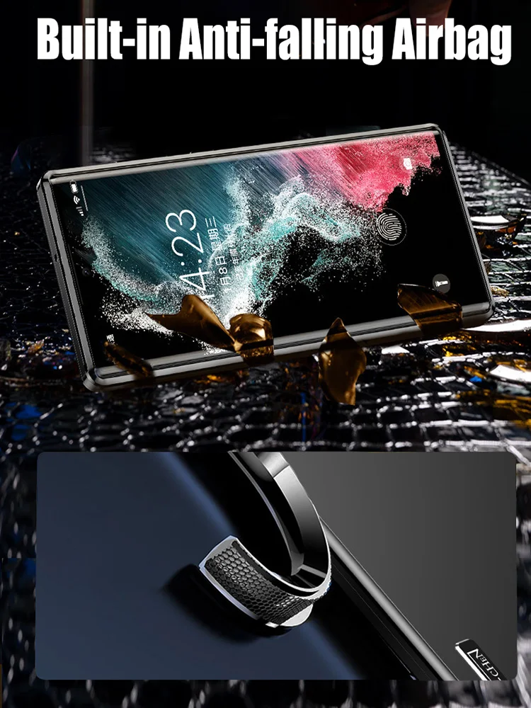 Magnetic Close Aluminum Alloy Metal Case For Samsung Galaxy S23U S22U S21 Ultra Strong Drop Proof Cover Metal Camera Protecter