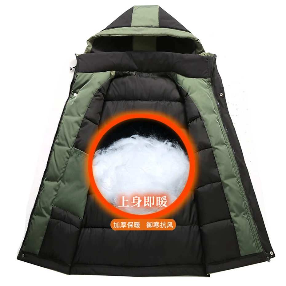 Description Picture 5 of itemCargo Parkas Men Winter Thick Windbreak Jacket Plus Size 10XL 11XL Fashion Casual Camping Jacket Coat Male Hooded Parkas