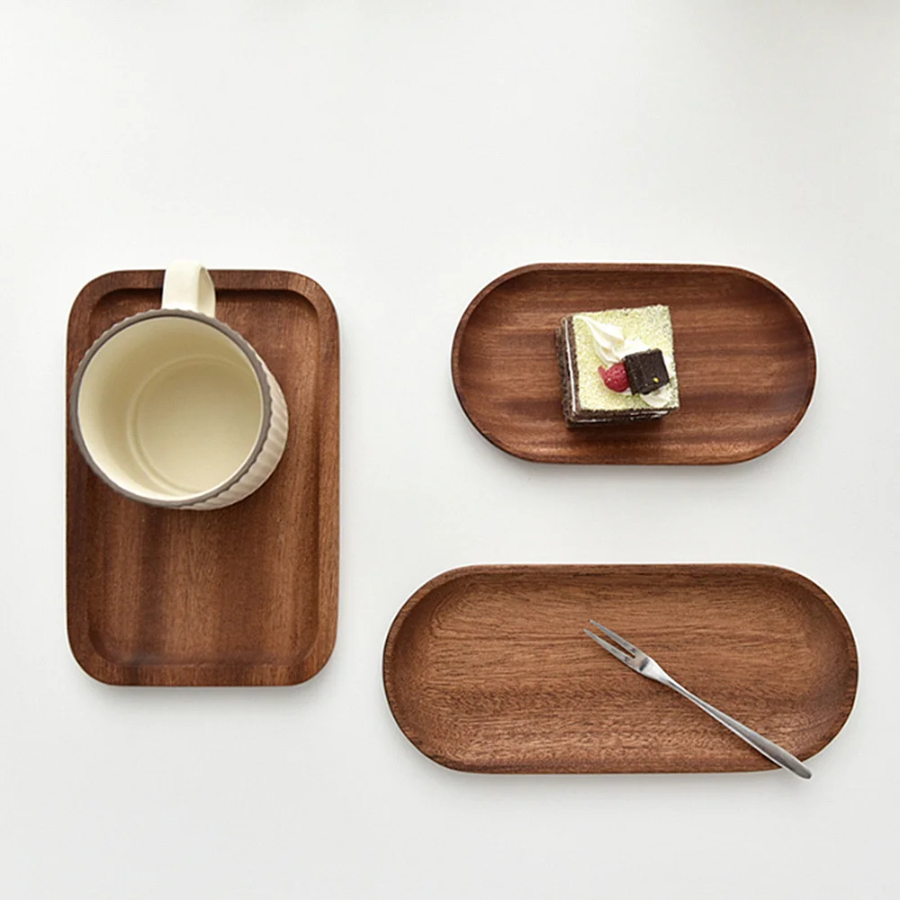 Natural Wood Dessert Cup Tray, Small Wooden Cheese Plate, Mini Serving Tray for Jewellery Key Coin