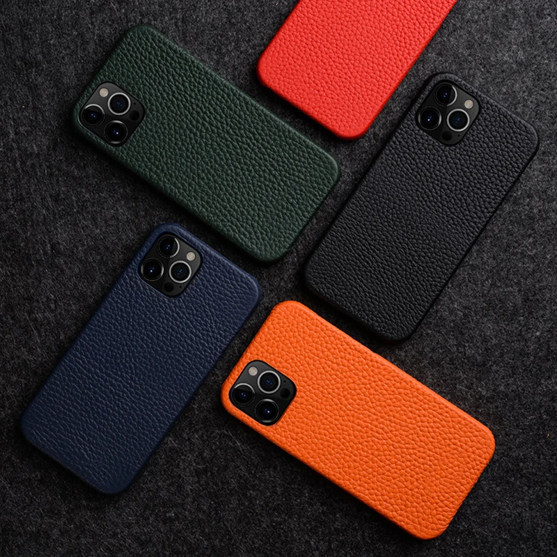 Luxury 3D Lychee Pattern Hard Leather Phone Case Cover