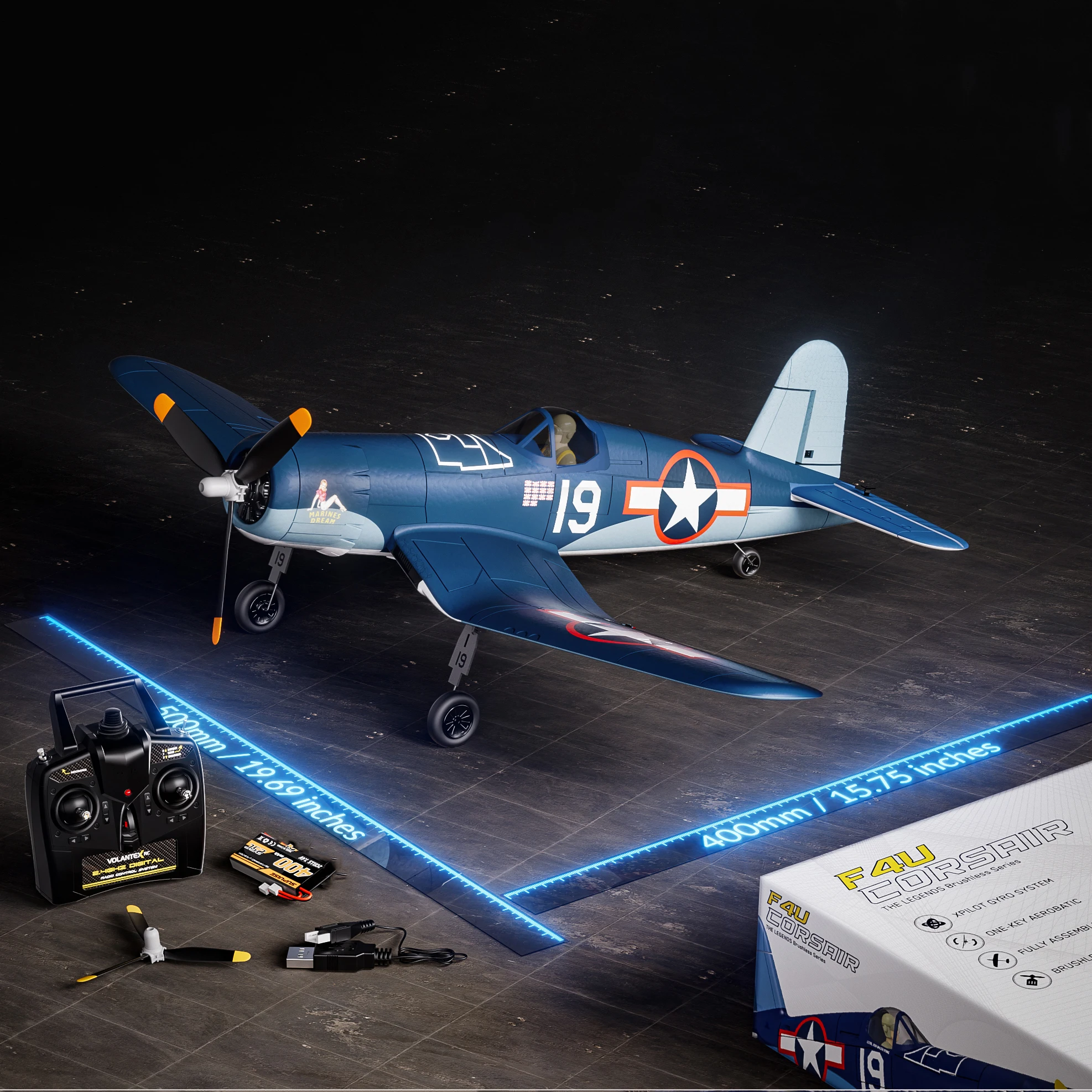 Avion RC télécommandé - Jouet volant avec hélices, chargeur USB