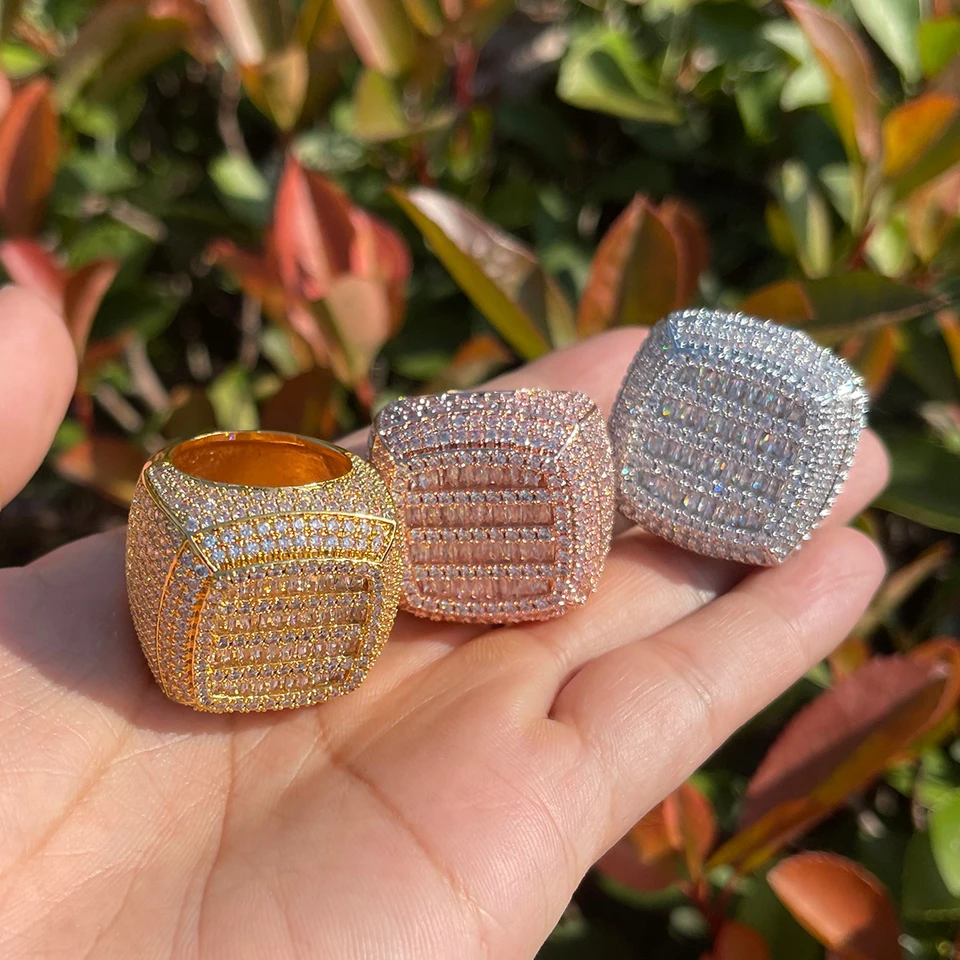 Bubble Letter Iced Out Ring for Men