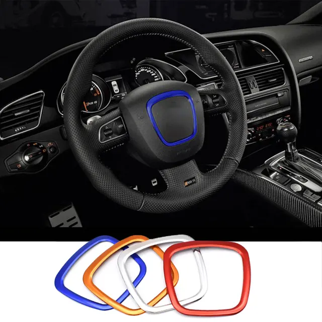 Car Styling Steering Wheel Center Logo Covers Stickers Trim for Audi A4 B6 B7 B8 A6 C6 A5 Q7 Q5 A3 8P S3 8v Interior Accessories