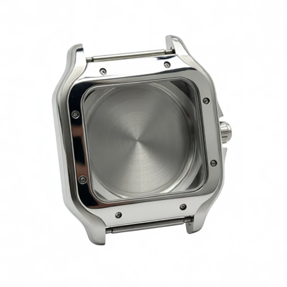 Golden Stainless Steel Waterproof Watch Case and Strap for 38MM Square Men's Watch