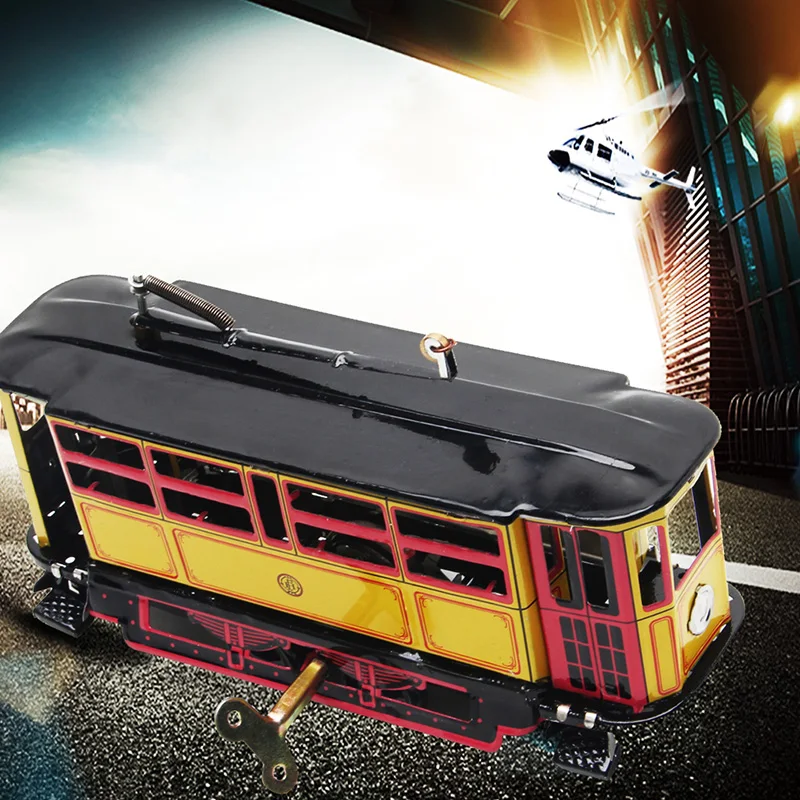 레트로 바람 트램 케이블 버스 시계 작업 Streetcar 장난감 빈티지 컬렉션 아이 선물