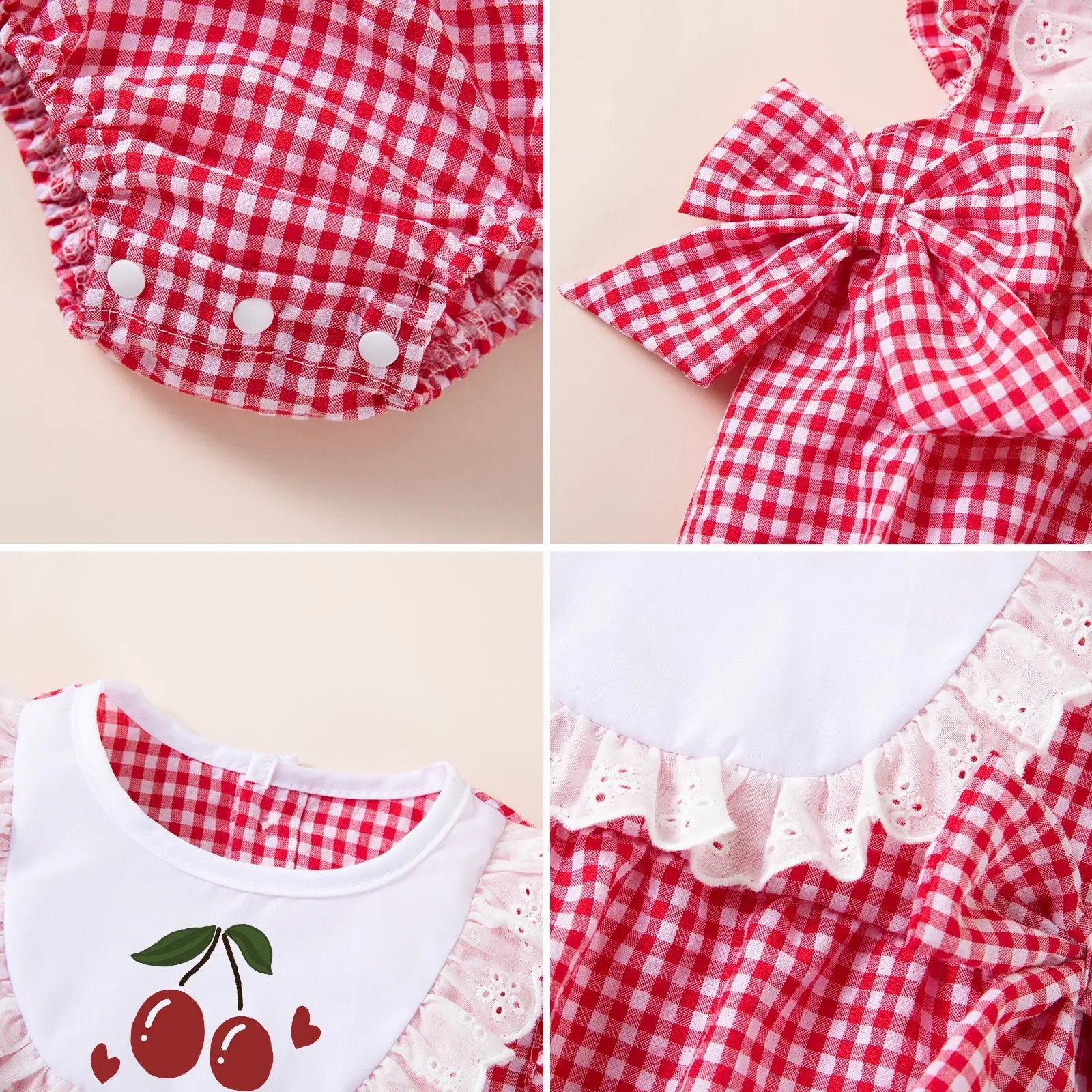 Gingham Lace Baby Girl Set 6