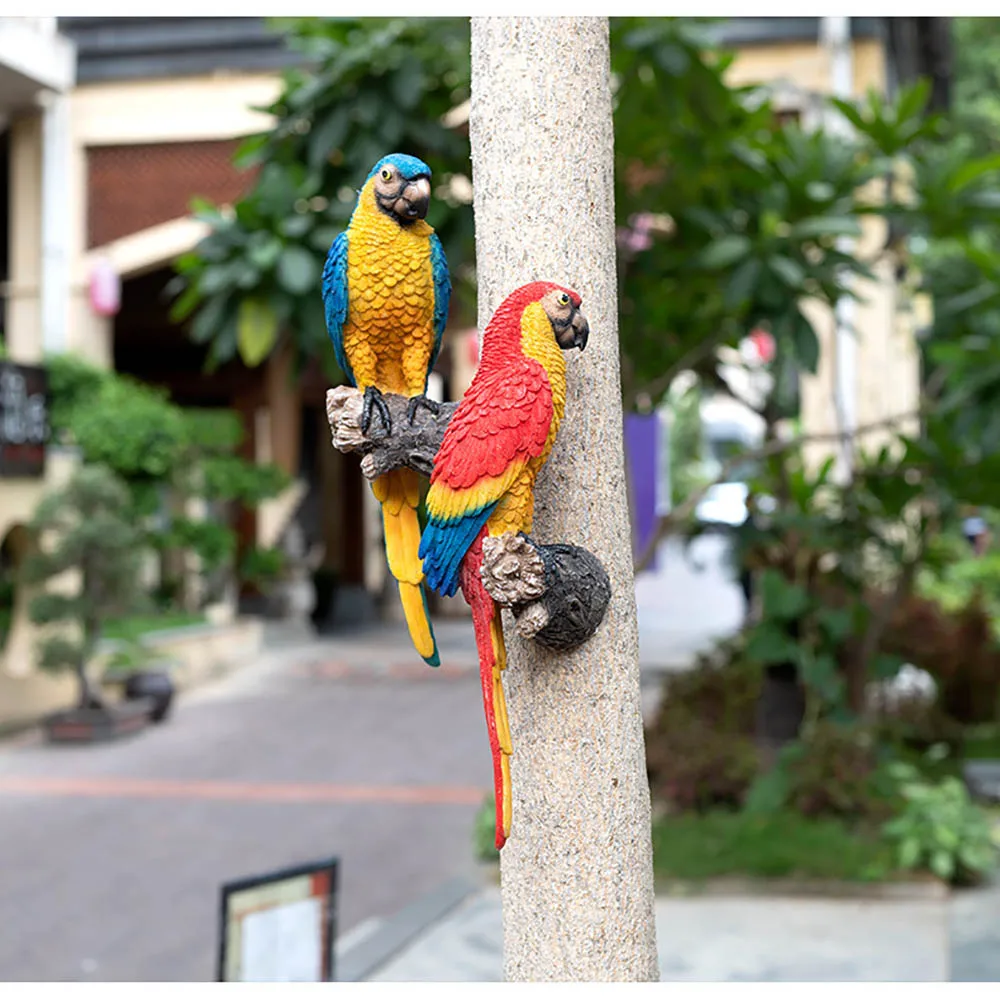 

Creative Funny Resin Craft Parrot Statue Tree Hugger Outdoor Garden Decoration Tree Wall Mounted Animal Sculpture for Home Decor