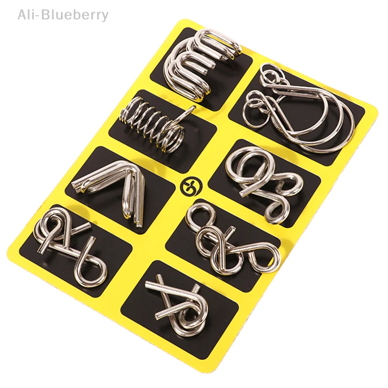 

8Pcs/Set Metal Educational Montessori Puzzle Wire IQ Mind Brain Teaser Puzzles Children Adults Interactive Game Reliever Toys