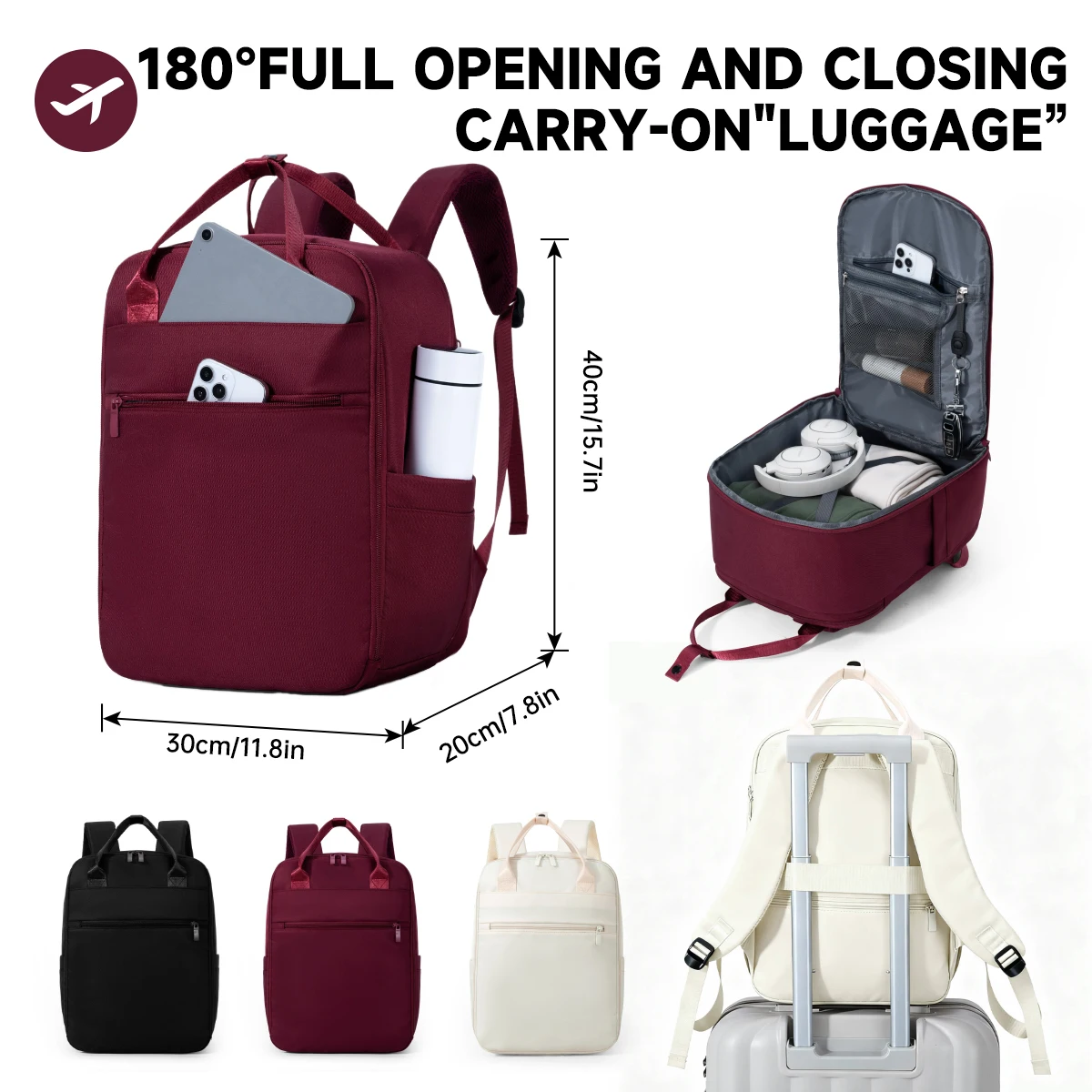 Cross-Border Carry-On Bag for Women, No Checked Baggage Required, Lightweight Backpack for Work and Commuting, Durable, Waterproof, Business Laptop Bag, Backpack for Men, School Bag