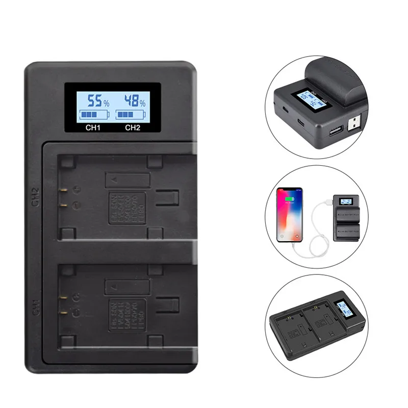 Battery Charger Adapter NP-FV100 Camera For Sony NP-FH50 etc.