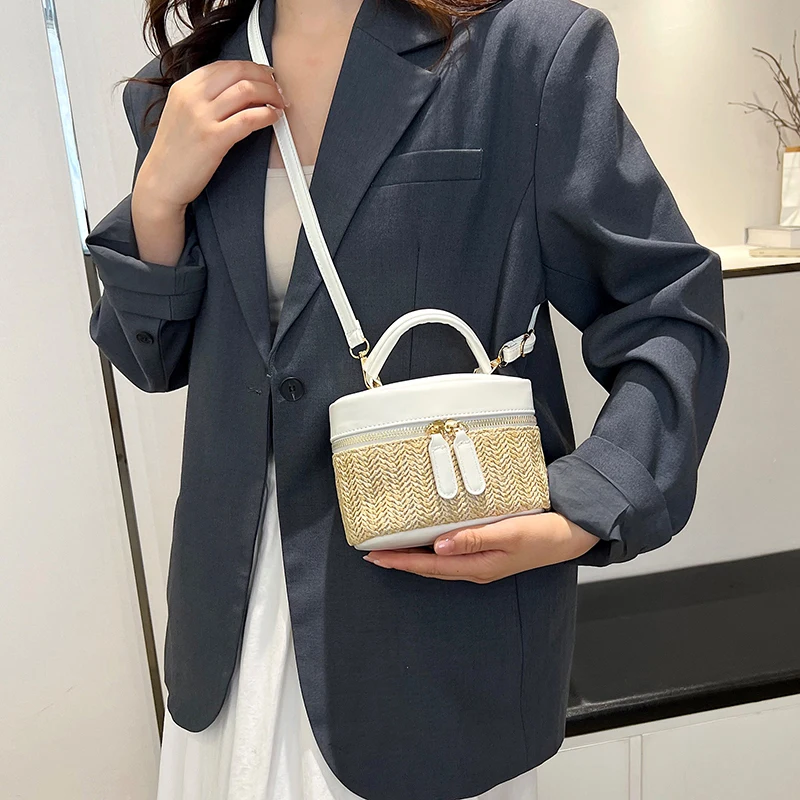 Summer Straw Bags for Women Straw Shoulder Bags Rattan Woven Crossbody Crochet Beach Top Handle Bag Raffia Casual Handbags 2023