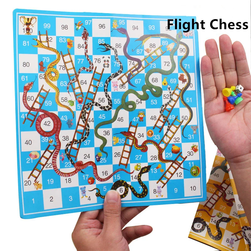 Children Snake Ladder Plastic Flight Chess Set 1Set Portable Board Game Funny Family Party Games Toys for Kids