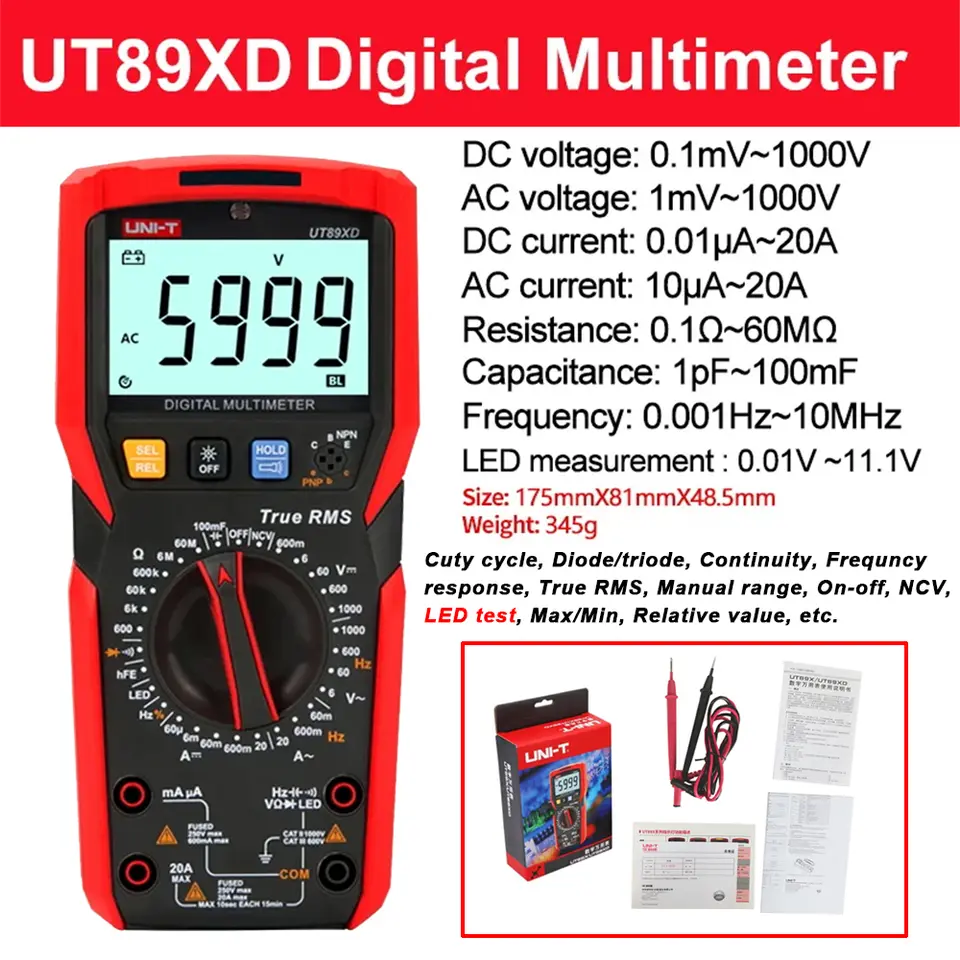 UNI-T Multimeter Digital Professional UT890C UT890D+ UT89X UT89XD UT60S UT60BT UT61B+ UT61D+ UT61E PLUS Electric Tester Meter image 10