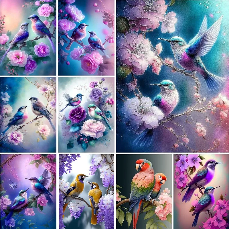 

Birds Diamond Painting Kits for Adults- Flowers Birds Paintings - DIY Square/Round Full Drill 5D Diamond Art for Home Wall Decor
