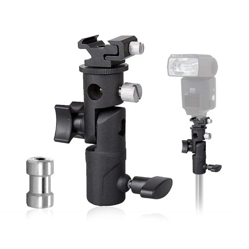 Flash Hot Shoe Umbrella Holder Mount Adapter for Studio Light Type E Stand 1/4 3/8 Screw Bracket Support E-type Lamp Holder camera flash adapter,bowens mount bracket holder,fill light holder