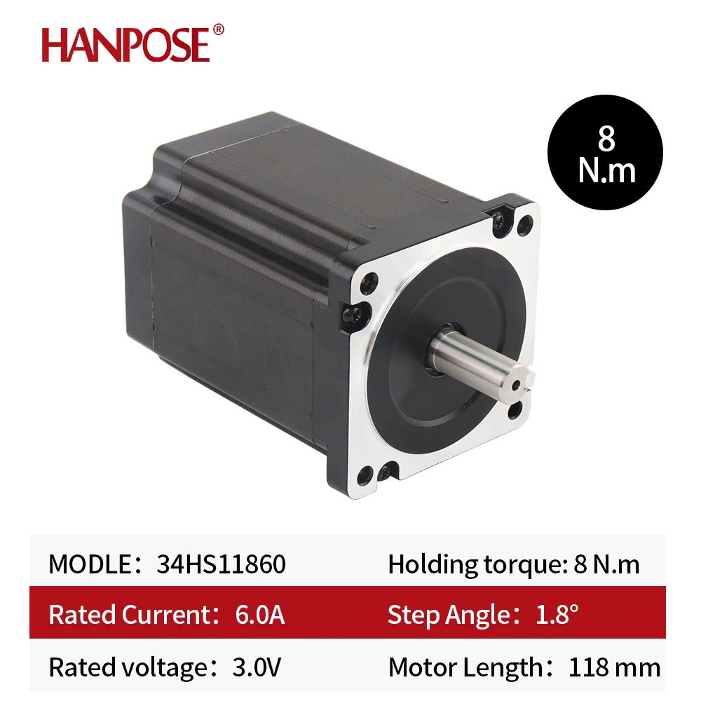 NEMA34 스테퍼 모터 34HS11860 8N.CM D14mm 6.0A CNC 조각기용 고토크 Nema34 스테퍼 모터