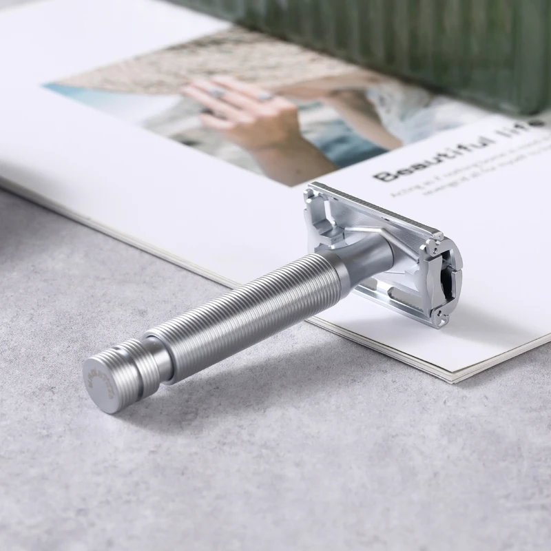 Yaqi Monarch Matte Chrome Color Safety Razor Zinc Alloy Razor Head And Aluminium+Brass Handle Lightweight Durability Razor