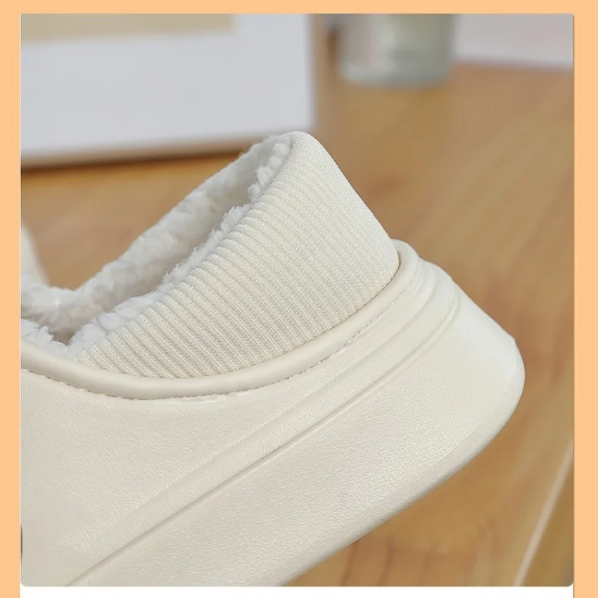 Cotton Fuzzy Slippers Women Home Winter Warm Plush Indoor Ladies Shoes Slides Cartoon Bear Female Kawaii Waterproof Slippers Men