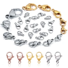 

25PCs Stainless Steel Lobster Clasps For Necklaces Bracelets DIY Jewelry Making Gold Hooks Wholesale Jewelry Finding Accessories