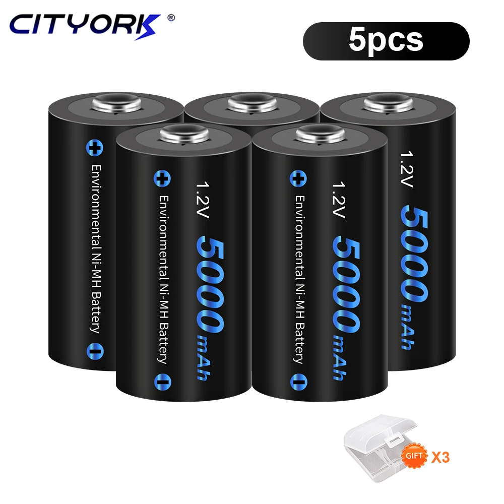 replacement batteries CITYORK battery C 5000mAh 1.2V C size rechargeable battery R14 C Cell rechargeable batteries C r14 battery for Radio Flashlight lithium button batteries Batteries