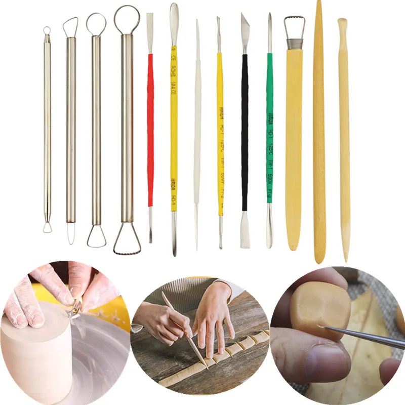 

13Pcs Pottery Clay Tools Smoothing Ceramics Shapers Sculpting Sets Art Carving Sculpture Polymer Modeling Craft Brush