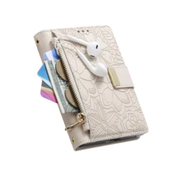 Zipper Leather Multi - Card Wallet Case - Premium Foldable Phone Cover - Galaxy Z Fold8 Ultra (Beige  )