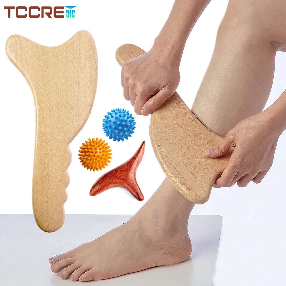 wood massage tools gua sha board handheld wooden scraper massage rollers lymphatic drainage tool release cellulite sore muscle Wooden Body Sculpting Gua Sha Board Wood Trigger Point Triangle Massager Hedgehog Massage Balls for Exercise,Yoga,Muscle Release