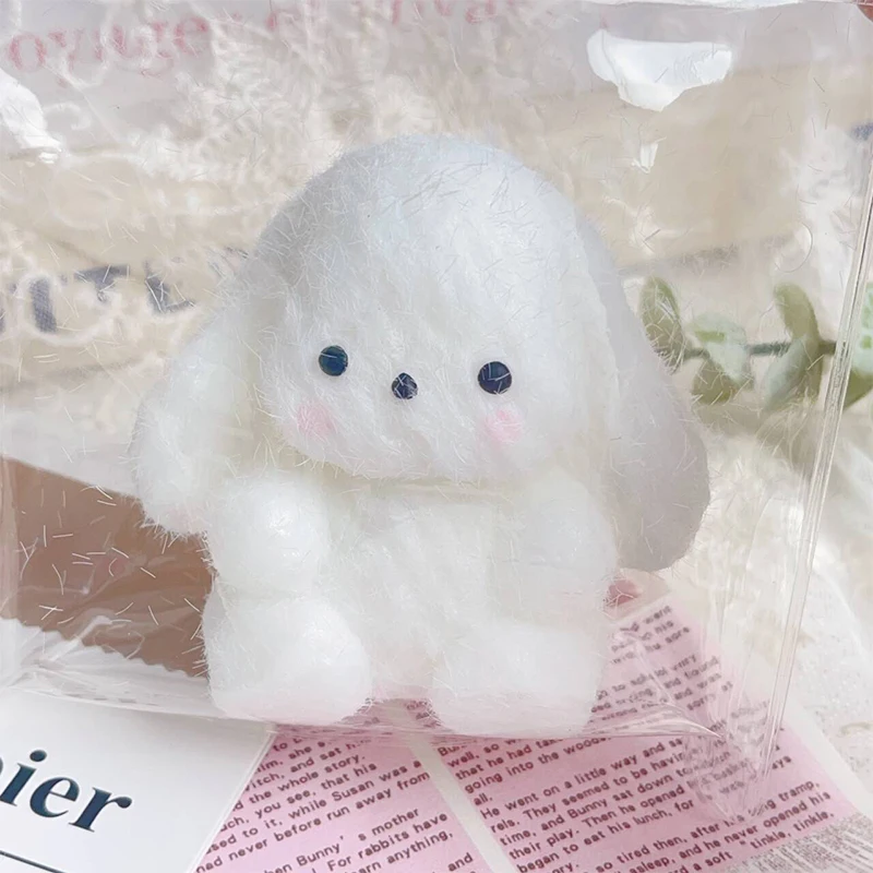 Cute Flocking Bunny Taba Squishy Stress Relief Decompression Toy Squeeze Plush Rabbit Anti Stress Fidget Toy For Adult Kids Gift 4
