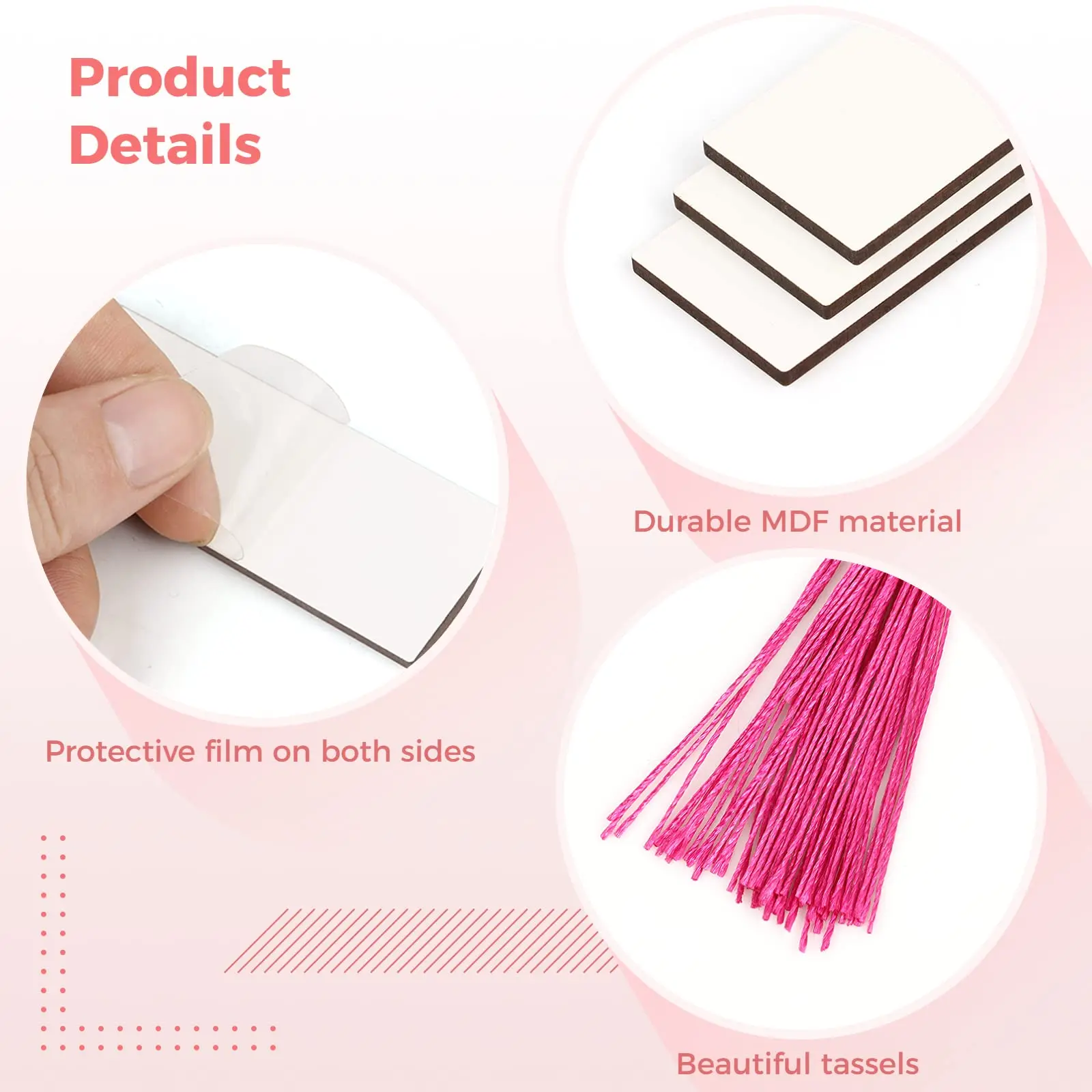 40Pcs MDF Heat Transfer Sublimation Blank Bookmark DIY Bookmarks with  Colorful Tassels for Keychains Craft Projects Birthday - AliExpress