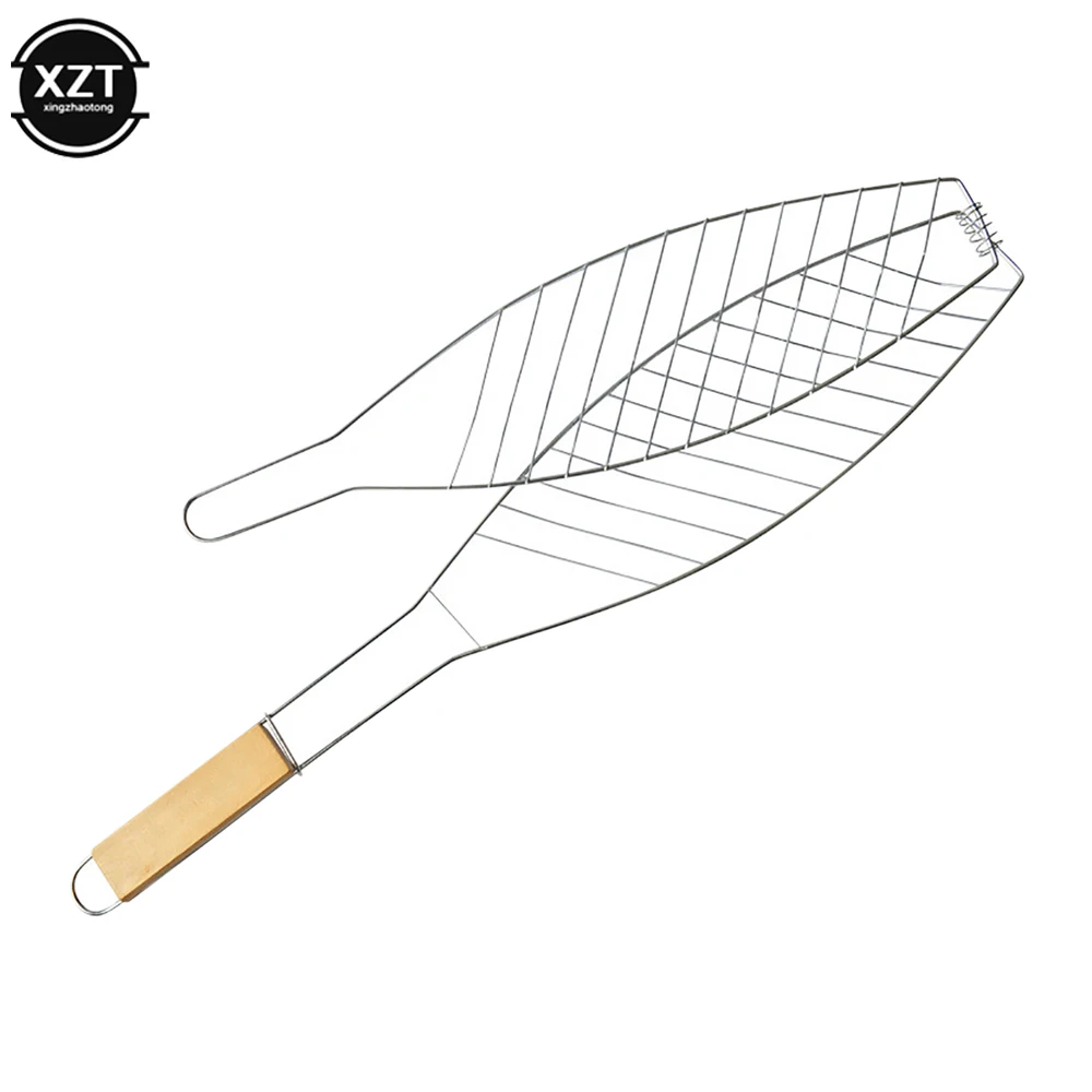 Roasting Fish Grilling Basket Vegetable with Folding Handle DIY Flexible Nonstick Outdoor Barbecue Tool Portable Burger Mesh BBQ
