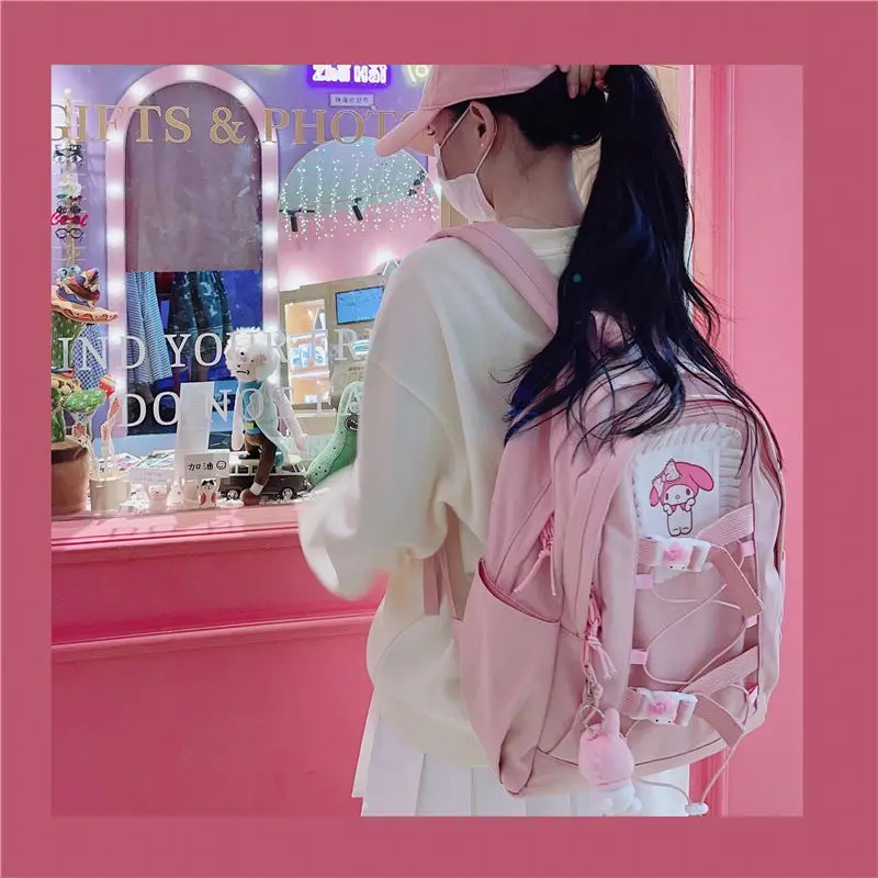 

Японский нейлоновый рюкзак для девочек, милые школьные ранцы в стиле колледжа с мультипликационным рисунком, корейский милый однотонный студенческий вместительный Повседневный Рюкзак