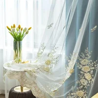 New Full-shading Tulle French Light Luxury Ins Princess Style Living Room Embossed Embroidery Cloth Yarn 2