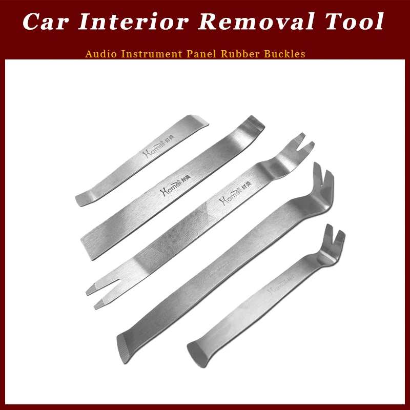 Stainless Steel Auto Radio Door Clip Panel Trim Dash Removal Pry Bar Tool Interior Disassembly Hand Repair Crowbar Tools