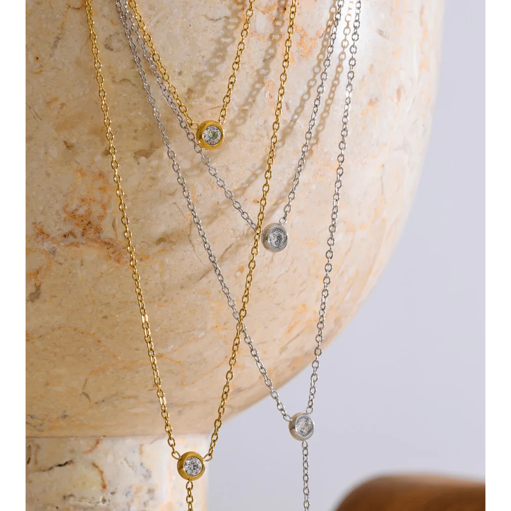 Yhpup Thin Stainless Steel Necklace Women Fashion