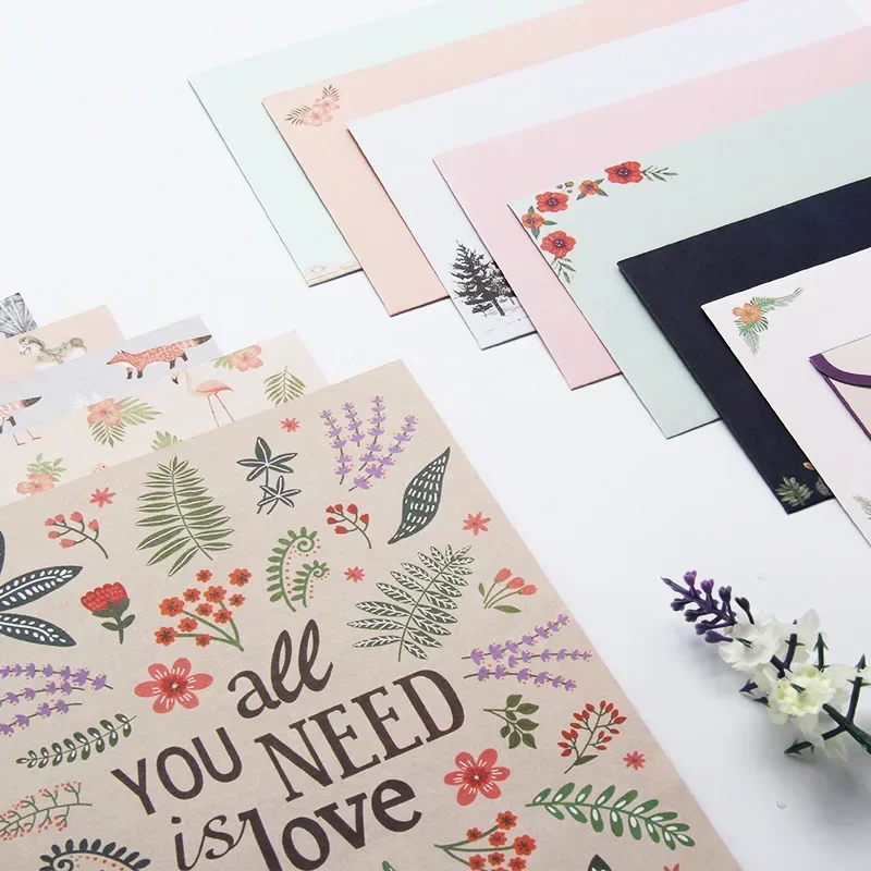 9pcs Envelopes Set DIY Postcard Wedding Invitation Card kraft paper envelopes window envelopes mailing envelopes mini envelopes