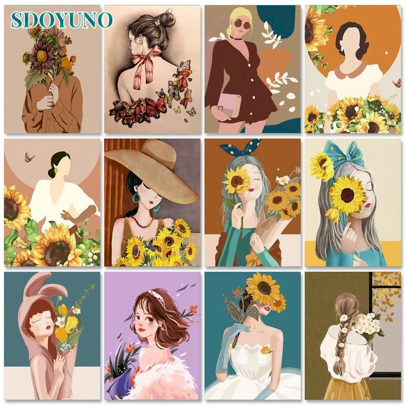 

SDOYUNO Interior Painting by numbers Kill time Picture Paint Figure DIY Coloring by numbers Art supplies Home decor