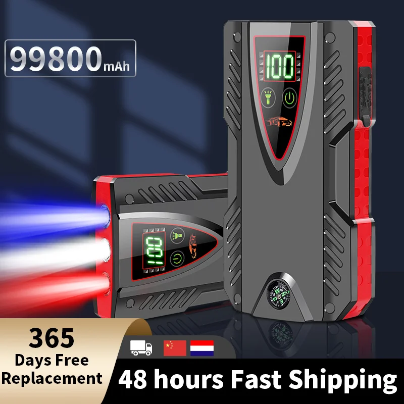 99800mah 1000A Portable Jump Starter Voor Auto Batter Power Bank Emergency Batterij Booster Starten Charger Voor Car 12V 6.0L