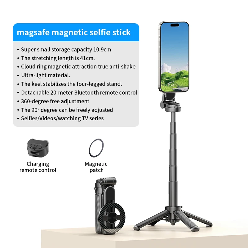 Pocket Selfie Stick Four-corner Stand Rechargeable Bluetooth Remote Foldable Phone Holder For iPhone Android