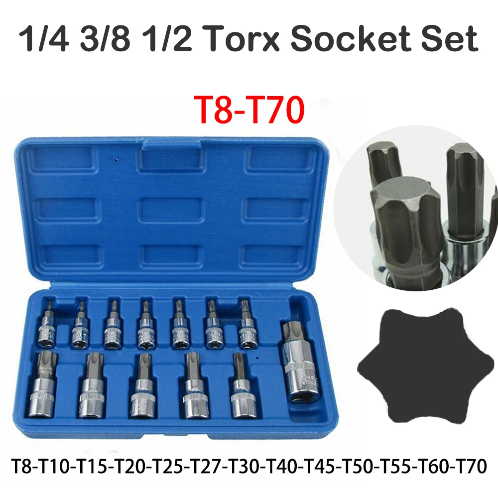 13pcs Torx Impact Socket Key Set T8t70 Pneumatic Wrench Head Universal