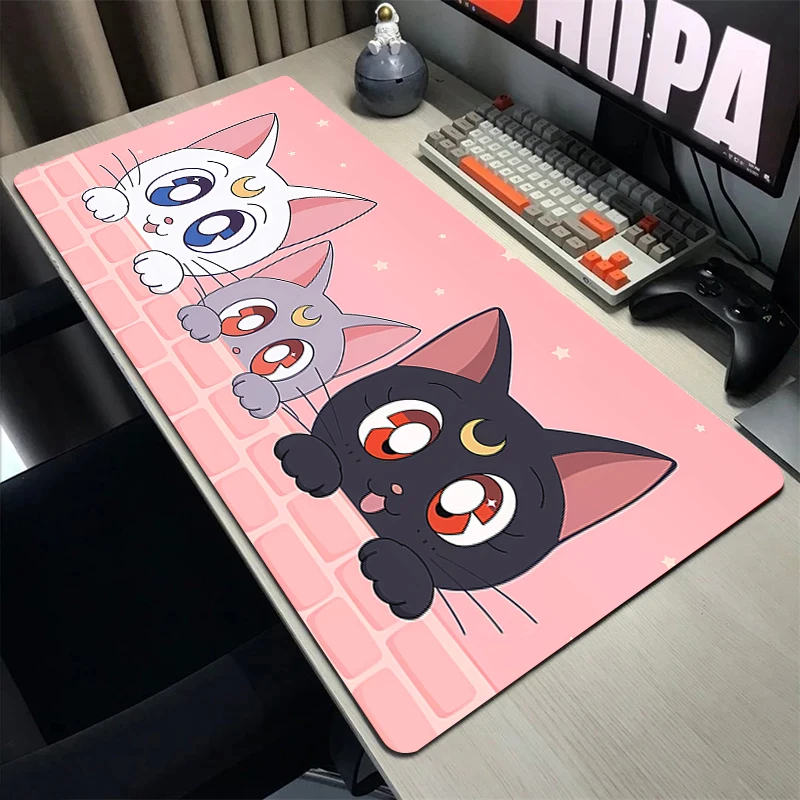

Large PC Computer Mousepad Gamer Cat Kawaii Mouse Pad Gaming Desk Mats Cute HD Prind Mouse Mat Extend Non-Slip Game Table Mat