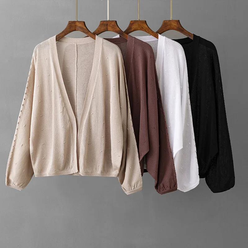 

Women's new summer ice thin knit cardigan, paired with spring and autumn shorts, sun protection top , air conditioning coat