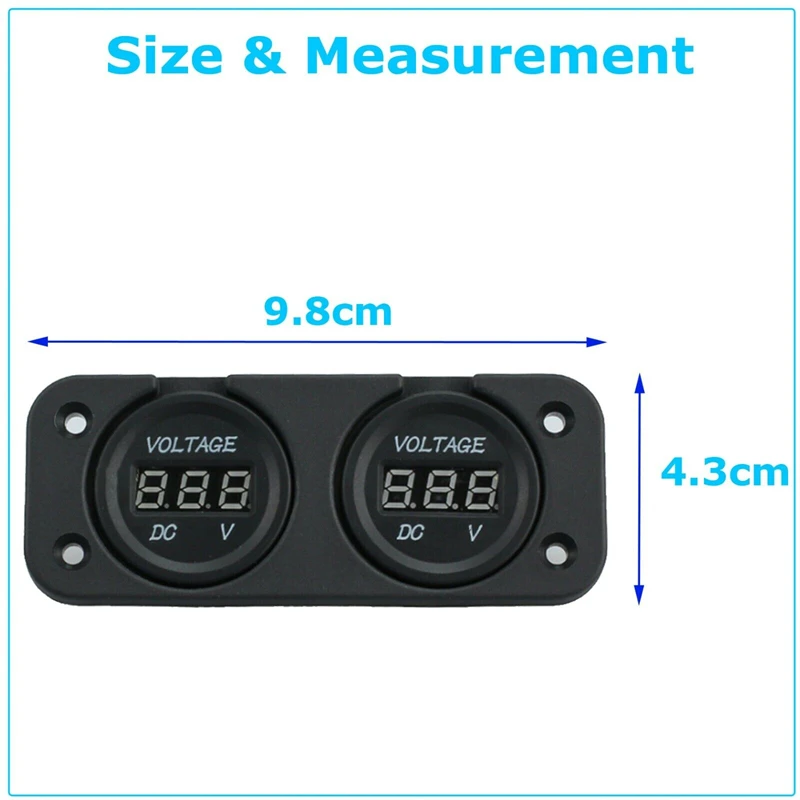 DC 12V/24V 디지털 전압계 방수 자동차 듀얼 배터리 LED 디지털 전압계 보트 전압 해양 게이지