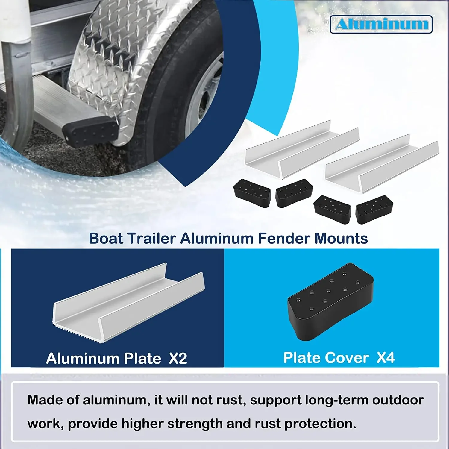 Chuang Qian Boat Trailer Aluminum Fender Mounts Fit for Boat