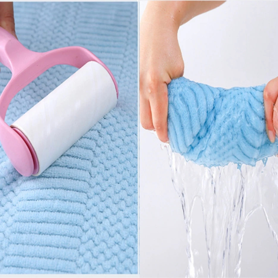 Waffle Bath Towel Set Thickened Coral Velvet Bath Towel Extra Thick Soft Absorbent Multi Bathroom Toiletries