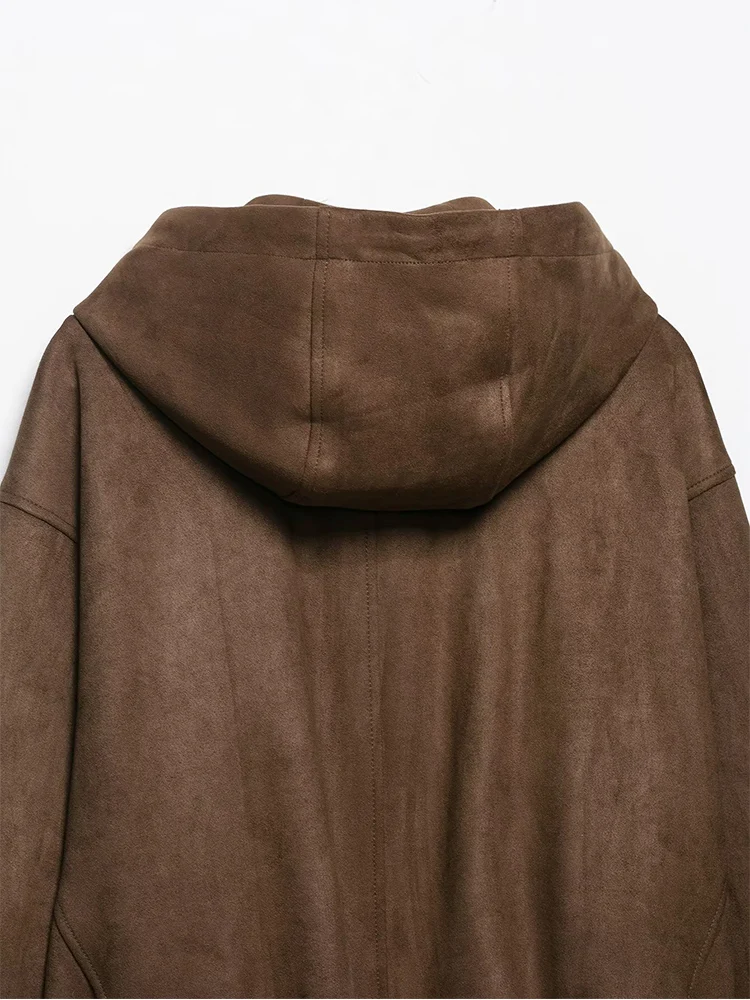 Women's Fashion Warm Hooded Jacket Autumn New Long Sleeve Pocket Zipper Short Coat Ladies Commuter Casual Solid Jacket