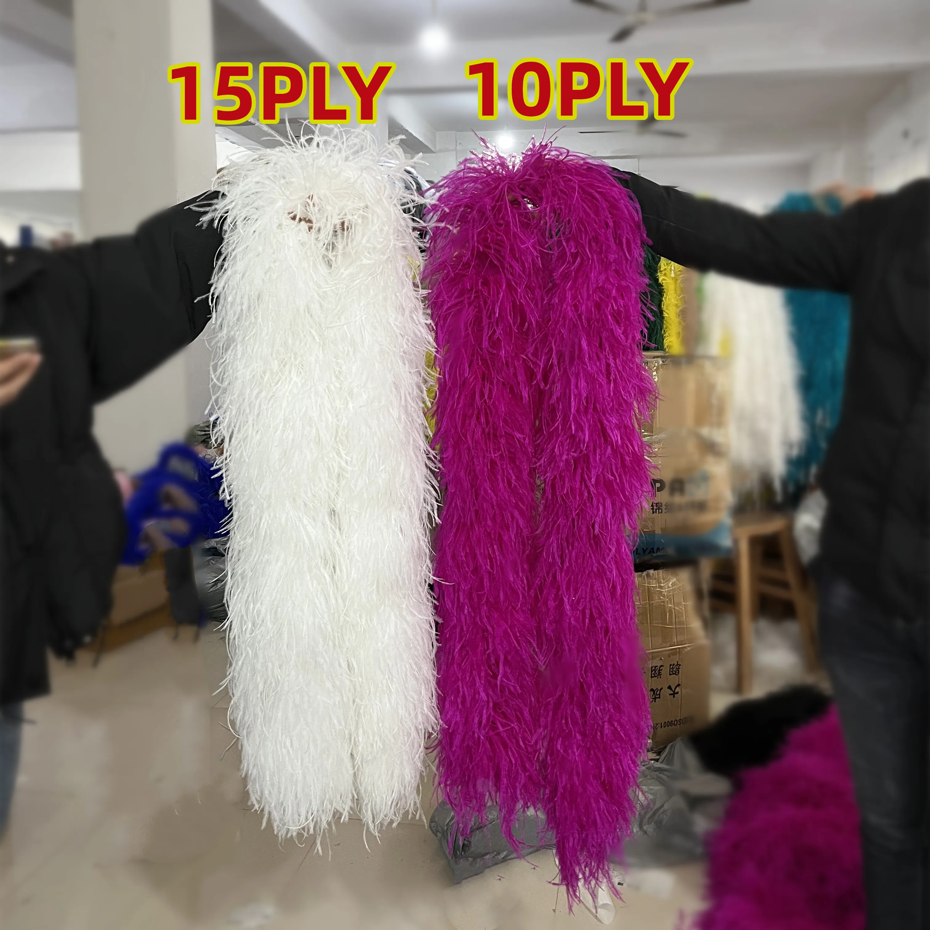 Ostrich Feather Boa Shawl 2 Meter Vintage Fluffy Ostrich Feathers For Wedding Dress Dcoration Boas 10/15 Layers ostrich feathers natural feathers